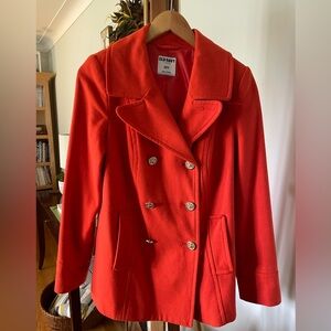Old Navy Vibrant Orange Double-Breasted Wool Coat